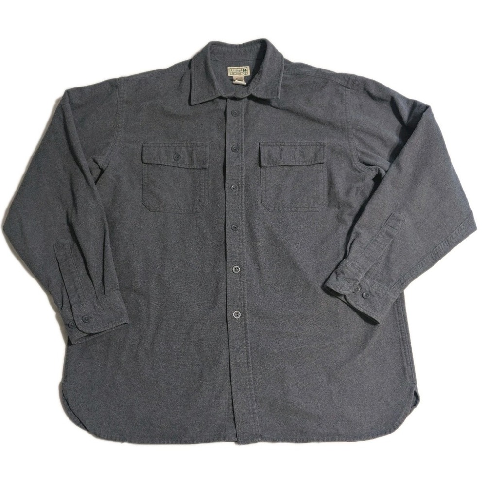 L.L.Bean Chamois Cloth‎ Flannel Shirt Mens Large Gray Work Outdoor Button Up